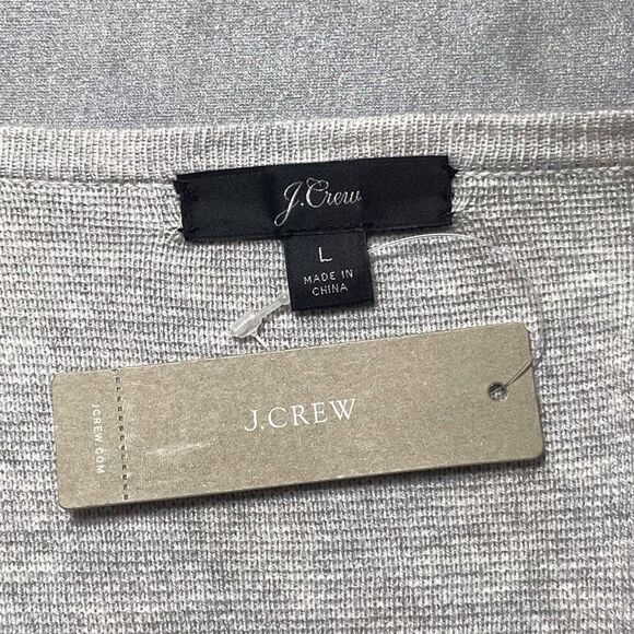 J.Crew Juliette Sweater-Blazer Size L Light Gray Merino Open Front NWT - Picture 4 of 14